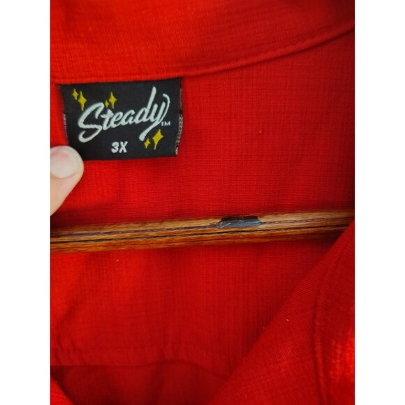 Steady Clothing Men 3X Pinstripe Tiki Panel Rockabilly Red ButtonDown Shirt Bowl - Picture 6 of 7